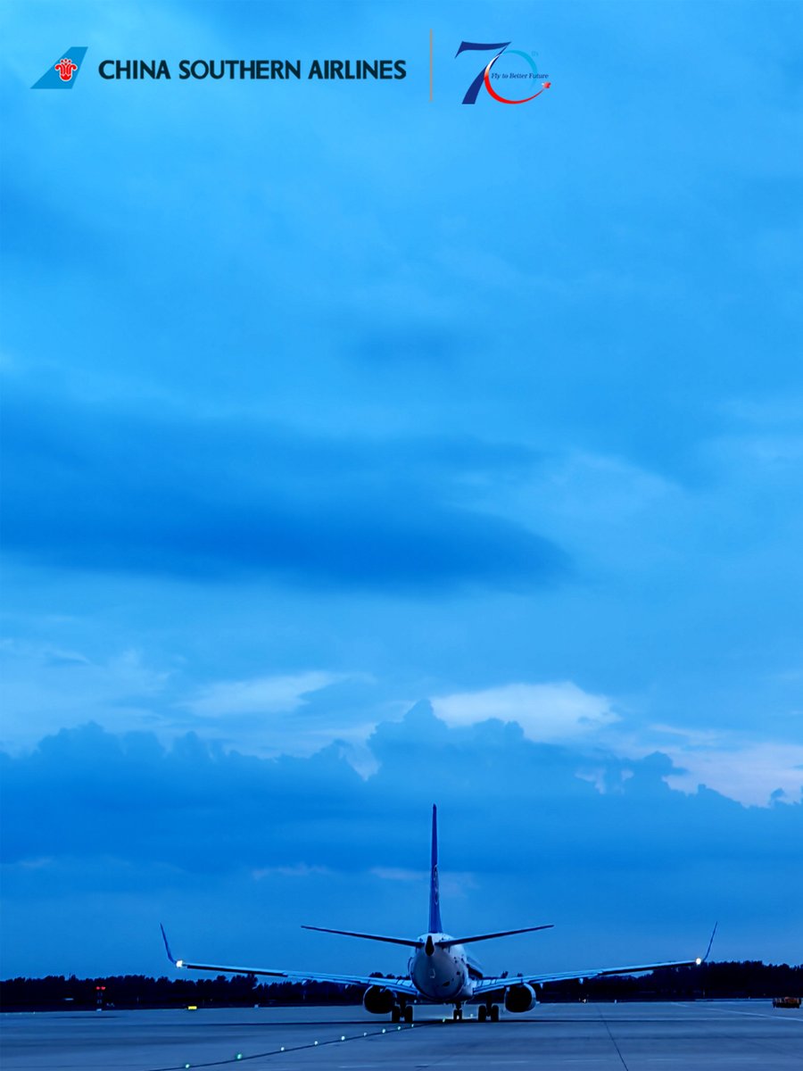 CSAIRGlobal's tweet photo. The sky turns deep blue as a China Southern Airlines jet rests quietly on the tarmac. Wishing you a peaceful night. Good night!✈️🌙
#CSAir #FlyWithCSAir https://t.co/1FKCgJ3DFf
