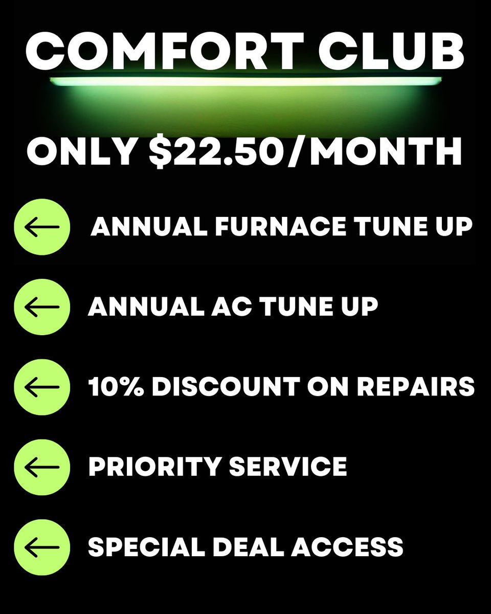 aairchilli's tweet photo. 🏠 Worry less about your HVAC system! Join the Affordable Air Comfort Club for $270/year or $22.50/month. Get annual furnace and A/C tune-ups, 10% off parts, service or installation, priority service and exclusive deals. Call 740-779-0079! #HVAC https://t.co/Id6fHLBG9S