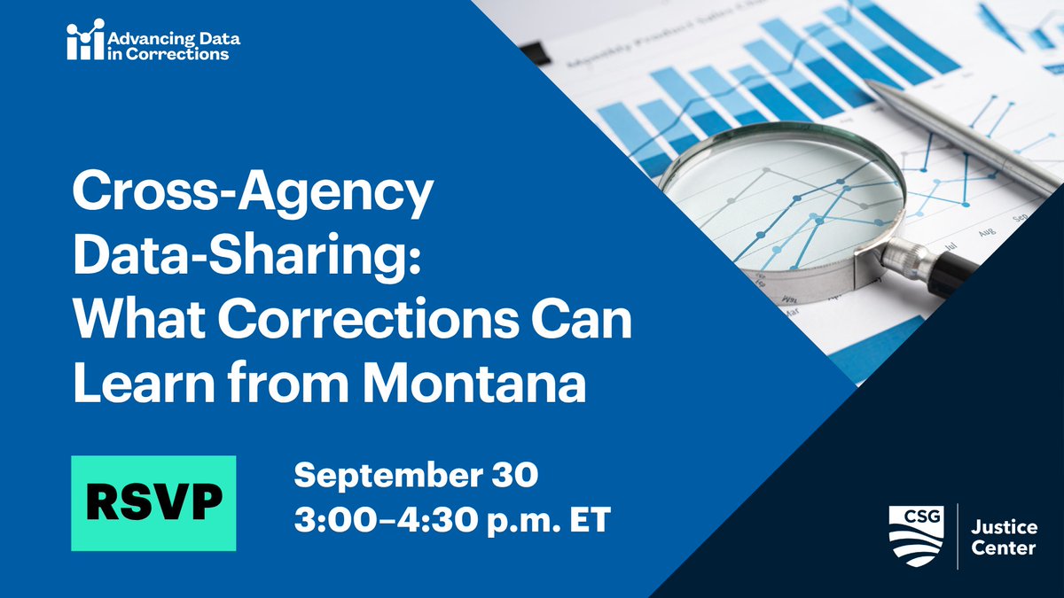 CSGJC's tweet photo. TODAY: Take steps to improve how your criminal justice agency shares data—and how other agencies share data with you. 
 
We’re hosting a 90-minute seminar with corrections practitioners and leaders from around the country. 

💻 Don’t miss out: https://t.co/vu5jXl9E85 https://t.co/PGmx0qCgFl