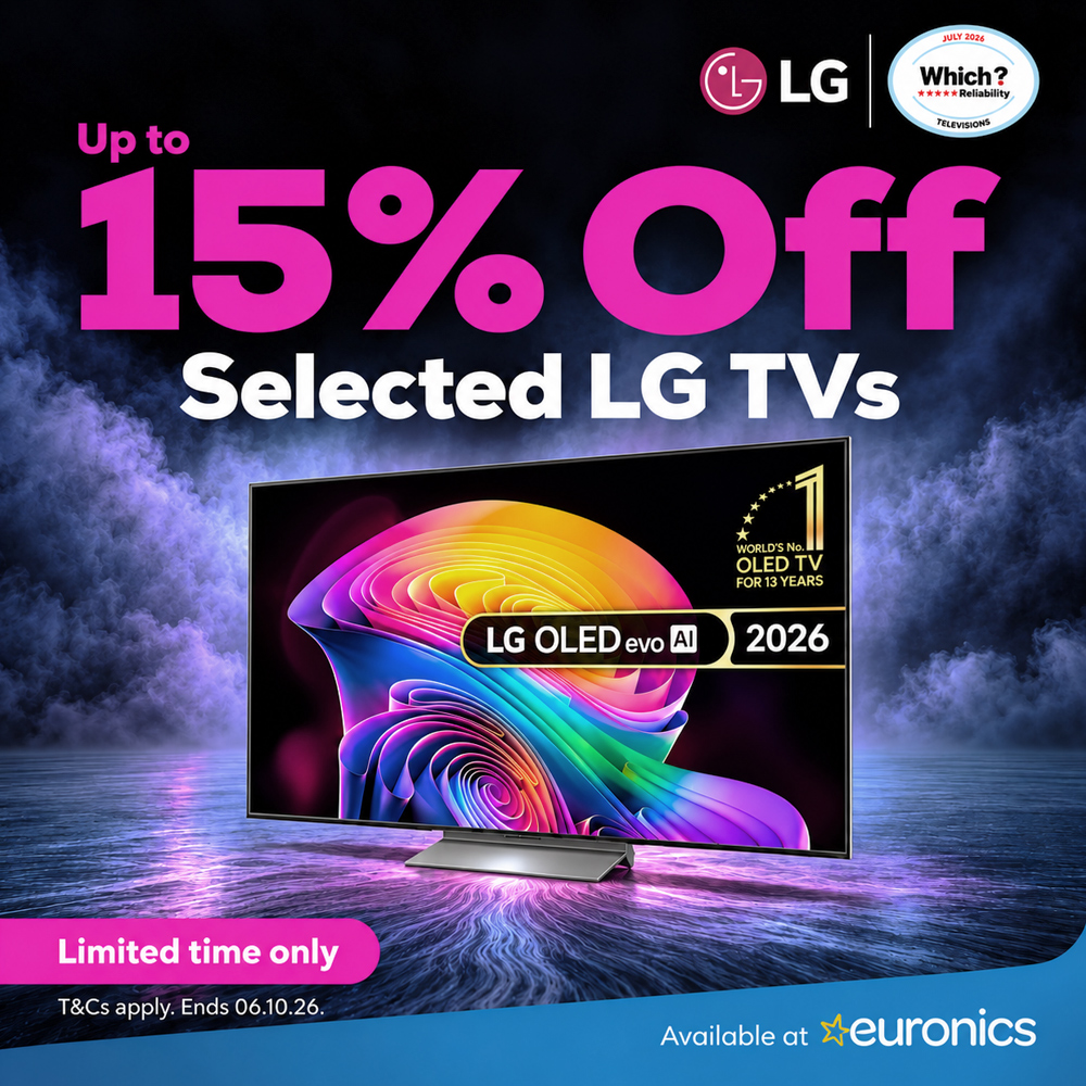 EELeigh_'s tweet photo. 📺 Save up to 15% on selected LG TVs at Electrical Experience! Enjoy stunning OLED picture quality across a range of screen sizes. ✨

⏰ Limited time only – ends 06.10.26.

Shop now 👉 https://t.co/1QPrZoFvjX 

#LG #TVDeals #ShopLocal #EELeigh #ElectricalExperience https://t.co/cCi2yh3rig