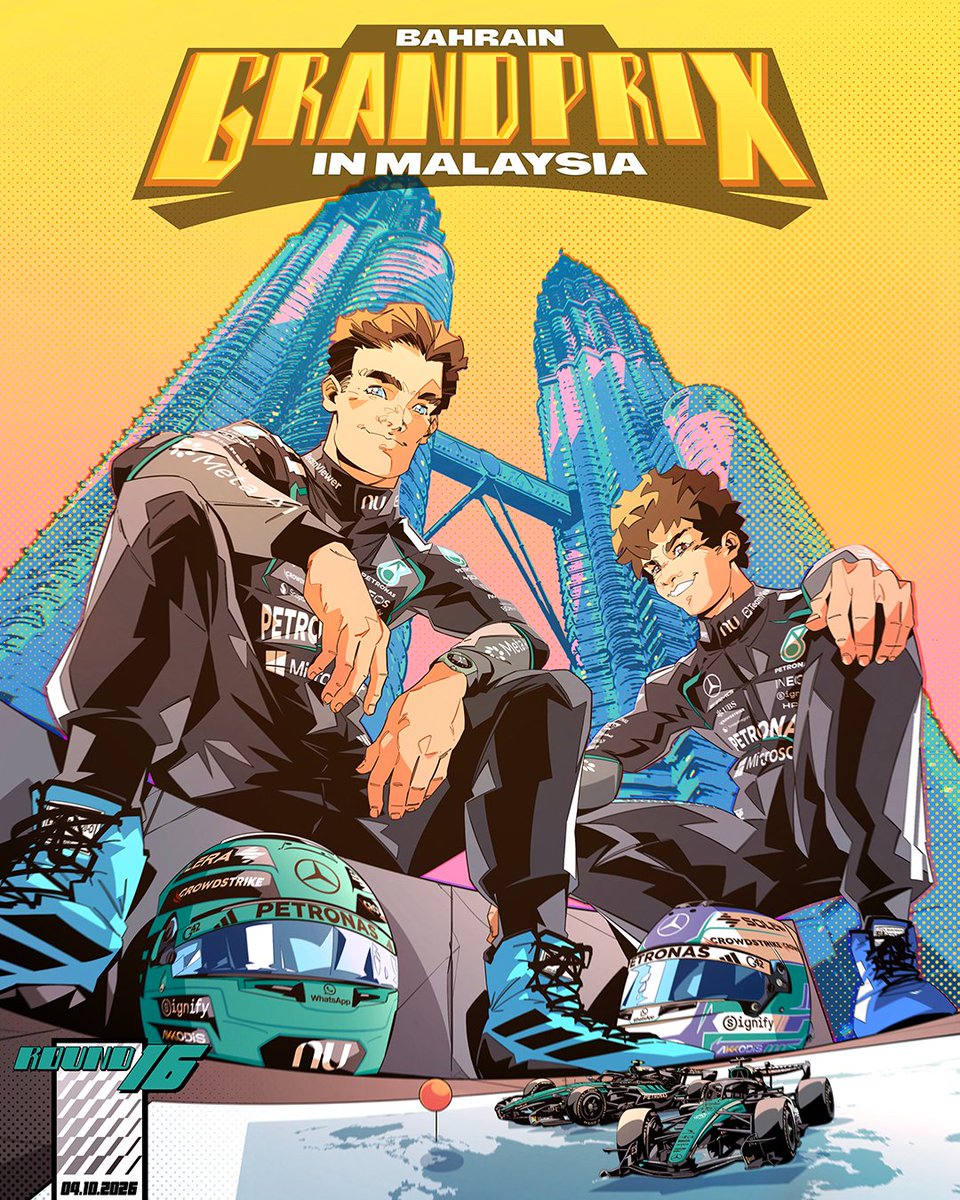 MercedesAMGF1's tweet photo. We're so back! (in Malaysia) 🇲🇾🙌

🎨 x Juan Alcalá https://t.co/eMX8odSWf8