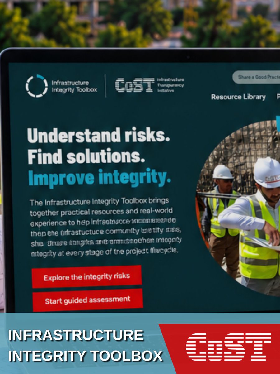 CoSTransparency's tweet photo. Where are the integrity risks in an infrastructure project and how to prevent them? The new Infrastructure Integrity Toolbox from CoST helps stakeholders identify, assess and manage integrity risks across the project lifecycle.
👉https://t.co/HW6DsJsXKE https://t.co/I68epJyuRA