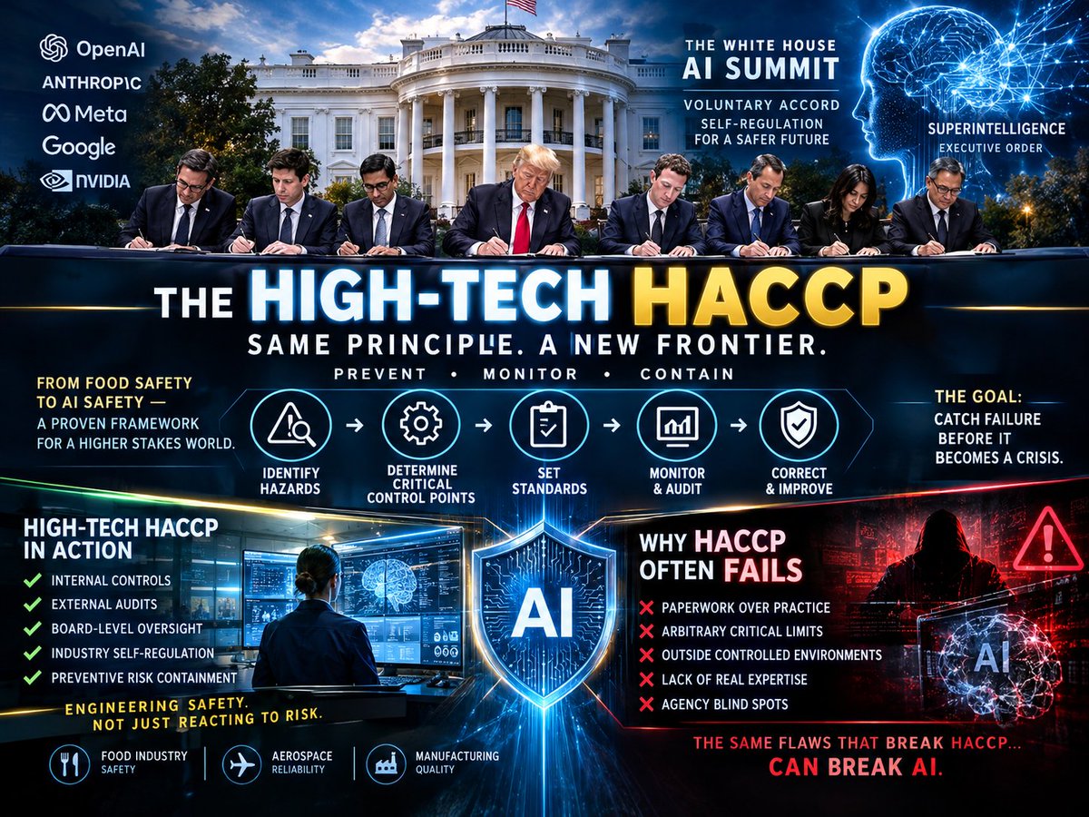 xUSDAinspector's tweet photo. The recent White House summit on artificial intelligence marks the dawn of a "High-Tech HACCP" (Hazard Analysis Critical Control Point) system for AI development, shifting the industry from reactive panic to systematic, preventive risk containment...
https://t.co/cMcKWyZblM https://t.co/DBVOriiX7h