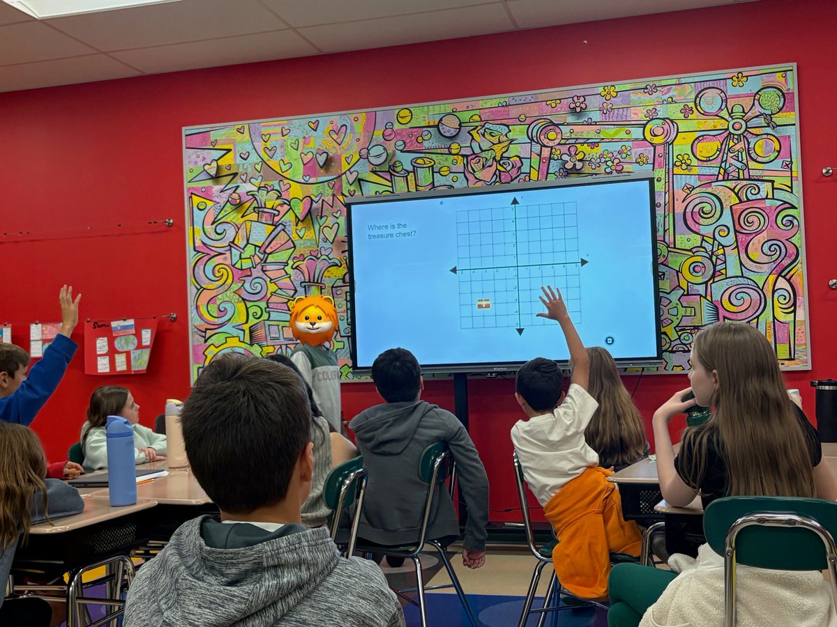 SouthFayetteEA's tweet photo. In Mrs. Bell's classroom, a fifth grade student took the lead & taught the class about Quadrants II through IV using a coordinate-plane treasure hunt. Student-centered learning at its best: demonstrating understanding while engaging classmates. #SouthFayetteEA #StudentLedLearning https://t.co/gbrkHG3hMq