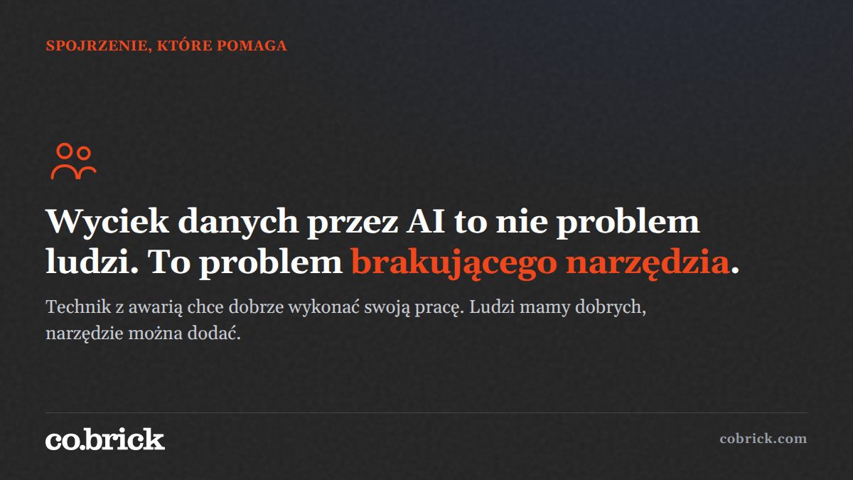 cobrickpl's tweet photo. Technik, który wkleja parametry maszyny do publicznego czatu, chce po prostu dobrze wykonać swoją pracę. Warto to powiedzieć wprost: wyciek danych przez AI to nie problem ludzi, tylko brakującego narzędzia. Ludzi mamy dobrych. Narzędzie można dodać. https://t.co/SqIhqi9XFc