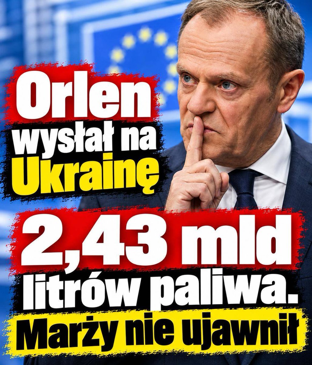 PUsiadek's tweet photo. ⁨Orlen wysłał na Ukrainę 2,43 mld litrów paliwa. Marży nie ujawnił❗

Spółka kontrolowana przez Skarb Państwa podała, że w 2025 roku dostarczyła Ukrainie ponad 2,43 mld litrów oleju napędowego o wartości 7,16 mld zł.

Do tego doszły benzyny silnikowe i paliwo lotnicze Jet A-1. I na tym informacje się kończą.

Zobaczmy, czego Orlen nie ujawnił.
◾ wielkości sprzedaży poszczególnych produktów
◾ wyników finansowych tych transakcji
◾ marży na kontraktach ukraińskich
◾ warunków płatności i terminów

Spółka ograniczyła się do zapewnienia, że średnia krajowa cena hurtowa netto była niższa niż cena eksportowa. Zapewnienie bez liczb.

Jest jeszcze druga sprawa, poważniejsza.

Ukraińscy odbiorcy mogli nie uregulować należności za paliwa, LPG, oleje i smary, a chodzić może o 2,5 mld zł. Może to dlatego paliwo drożeje choć u sąsiadów ceny idą w dół?

Z raportów Europejskiego Banku Centralnego wynika, że obecny wzrost cen na stacjach to w głównej mierze efekt marż rafineryjnych i przetwórczych, a nie samego kosztu baryłki czystej ropy. Orlen, będący monopolistą na polskim rynku hurtowym, generuje w tym okresie rekordowe zyski, jednocześnie regulując hurtowe ceny.

Przypomnijmy, kto jest właścicielem Orlenu. Skarb Państwa, czyli obywatele. Każda złotówka niezapłacona przez kontrahenta to mniejsza dywidenda dla budżetu i wyższe koszty dla nas.

Żądamy publikacji zbiorczych danych o kontraktach Orlenu z odbiorcami ukraińskimi. Wolumeny, marża i stan rozliczeń. Bez tego każde zapewnienie o warunkach rynkowych jest tylko zapewnieniem.⁩