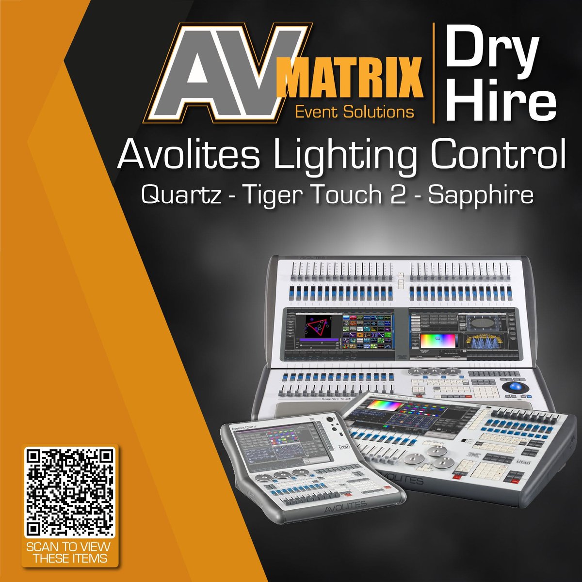 AVMatrix1's tweet photo. ⚡️⚡️We have 80,000+ items of high-quality #AVequipment for #dryhire / trade rental at competitive rates like: 

🔸Avolites Quartz Lighting Console
👉 https://t.co/EwomfS1ppR

🔸Avolites Tiger Touch 2
👉 https://t.co/1nCQM5sowS

🔸Avolites Sapphire Touch
👉 https://t.co/81ldbWxagF https://t.co/IrtHhT2kX5