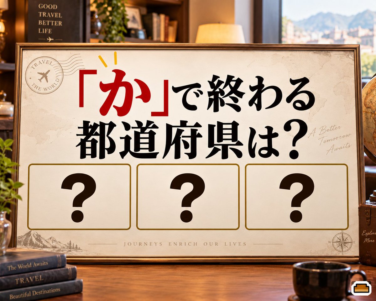 coolpan967's tweet photo. 1つはすぐ出る。
でも全部は意外とむずかしい。
「か」で終わる都道府県、3つとも出てきました？ https://t.co/lubiJI0k22