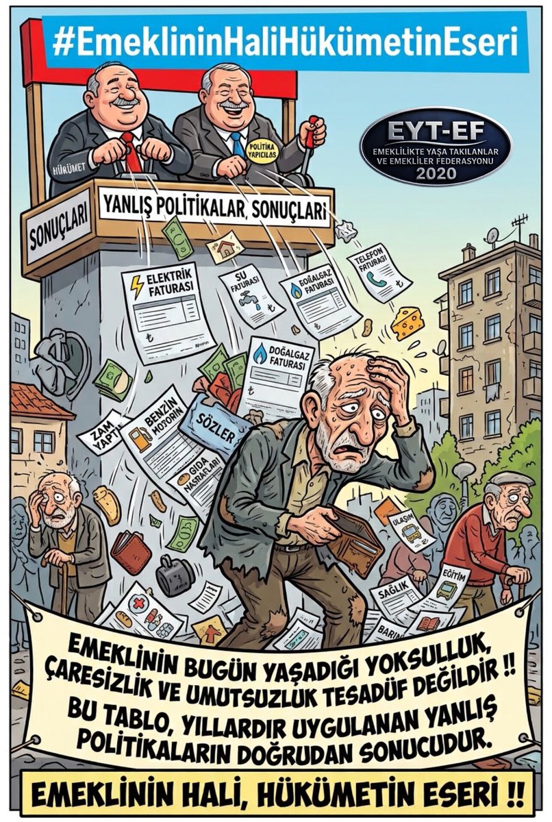 EmekliVeOfkeli3's tweet photo. Uyan Türkiye'm Uyan EMEKLİ KADERDAŞIM 
Emeklinin bugün yaşadığı yoksulluk, çaresizlik ve umutsuzluk tesadüf değildir
Bu tablo, yıllardır uygulanan NASS'LI yanlış politikaların doğrudan sonucudur
Kendinden olana TIR TIR Fon emekliye gelince #MikroFon
#EmeklininHaliHükümetinEseri https://t.co/dJqUHNoYj3