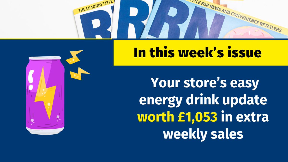 ThisIsRN's tweet photo. ⚡Discover the energy drink brands delivering surging sales in stores like yours, in this week's RN⚡
Order your copy from your magazine wholesaler today or contact marketing@newtrade.co.uk. https://t.co/o5uNB3KQod