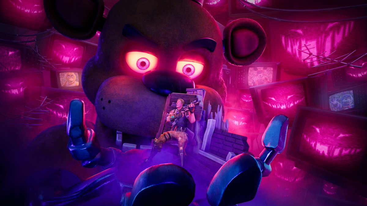 ShiinaBR's tweet photo. FREDDY FAZBEAR HALLOWEEN KEYART WITHOUT LOGO

"A cursed cartridge is corrupting the Battle Royale Island with new Overrides, weapons, and killer collabs." https://t.co/SwIJOD5Hra