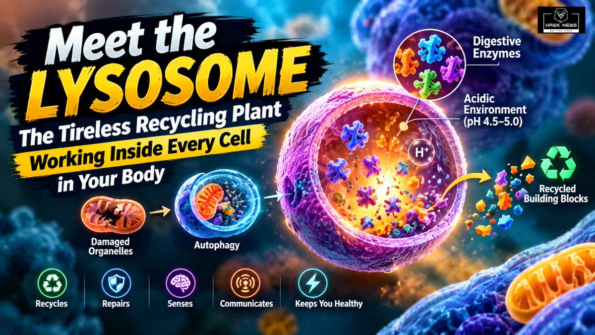 hawknewscorp's tweet photo. Your cells never stop recycling. Lysosomes work around the clock, and fasting does not "switch on" autophagy; it just raises demand.

🔗https://t.co/o8PBDzop74

#Autophagy #CellBiology #ScienceExplained #Fasting https://t.co/IfNVNIXnVo