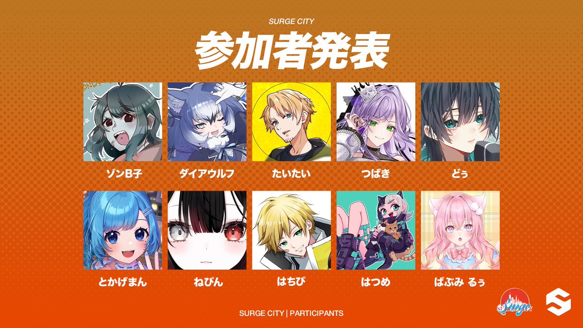 TeamSURGE_JP's tweet photo. ゾンB子 @ZonBko 
ダイアウルフ @Direwolf_KEMOV 
たいたい @taitaiMEN1997 
つばき @tu_tu1225 
どぅん @dondkdndndn 
とかげまん @tokagemannn 
ねぴん @nepin0318 
はちぴ @H4ch1_p_8 
はつめ @hatsumememe 
ばぶみ るぅ @ruubaby22 https://t.co/lXES1mqL8u