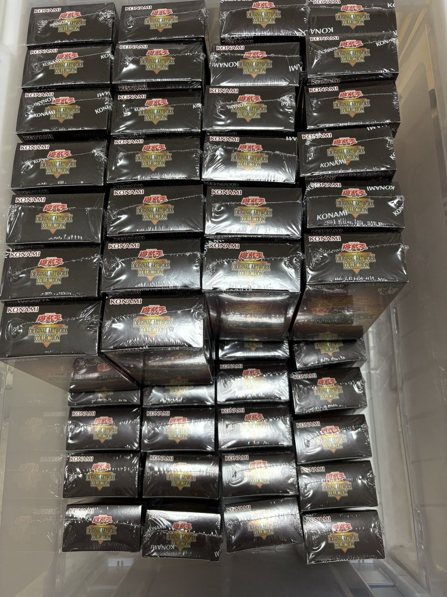 baaaaaanes's tweet photo. 遊戯王オリジナルアートワークコレクション予約、当選回収完了☄️
ちょうど70BOX。キャンセル分はタイミング合わずで買いに行けてない。相場反転してきてありがたいね☄️
#遊戯王世代　#さあお前の罪を数えろ 
#アートワークコレクションキャンセル界隈
#受け取ってよかった界隈　#デスパリーコ🫵 https://t.co/IY1MTB1Odo