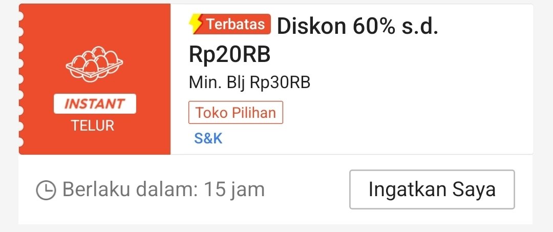 RacunBelanja's tweet photo. Voucher diskon telur 60%
Maksimal Rp20.000
Buat besok jam 09:00

Udah muncul di my voucher, cek ⬇️
https://t.co/9LPNaVpvpx https://t.co/NEULhFVZG5