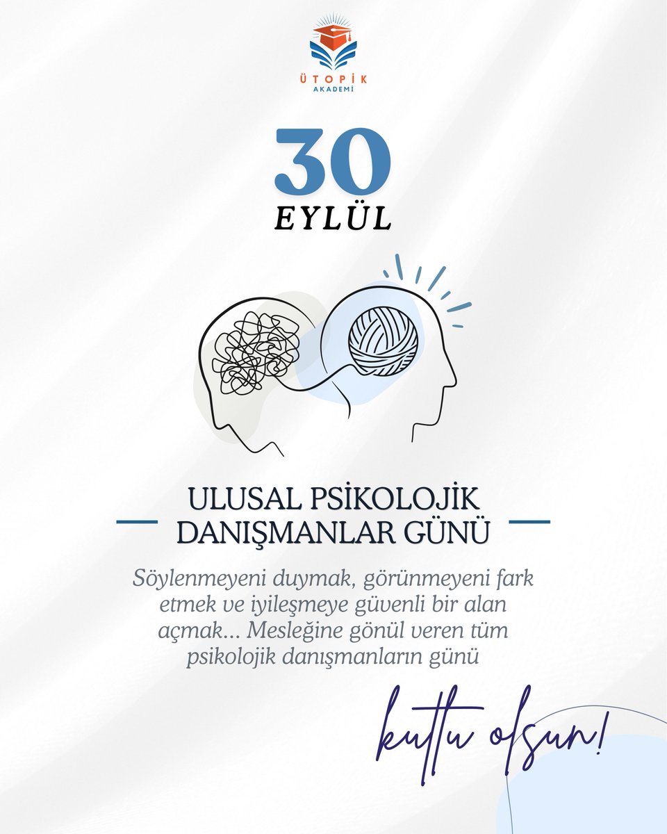 utopikakademi's tweet photo. 30 Eylül Ulusal Psikolojik Danışmanlar Günü kutlu olsun! https://t.co/omiHLPm4wd