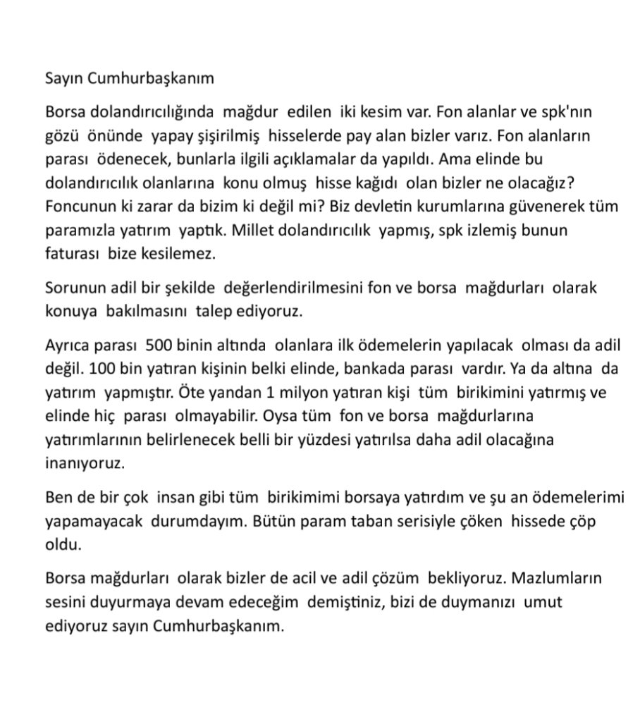butterflielar's tweet photo. Hisse mağdurları

Günlerdir  tüm yetkililere yazıyoruz 

Daha ne kadar taban serileriyle çöken  

hisselerde batacağız? Dünkü

toplantida yaşadığımız  mağduriyetin

nasıl  giderilecegine dair bir 

açıklamanın  yapılmamış  olması  bizi 

daha çok endişelendirmistir. Bizler de

acil çözüm  bekliyoruz.
@RTErdogan @_cevdetyilmaz
@omerrcelik @memetsimsek
@TBMMresmi
#battık #eksibakiye  cüzdanlarımız
#hissemağdurları #HisseMagdurları 
#AnaParamızıGeriVerin