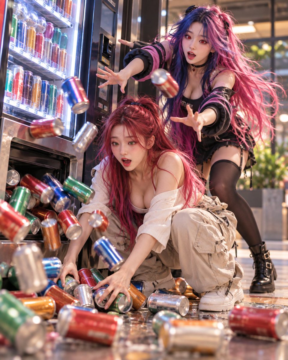 AikoLinLab's tweet photo. 🧪 EXPERIMENT #163

💚 Su: “AiMei… IT WON’T STOP!”

❤️ AiMei: “CATCH THEM!”

💚 Su: “I’M TRYING!” 🥤💥😂

#AikosLab #SuRan #AiMei #AikoWorld #AIArt #Comedy https://t.co/B8kEUY16uH