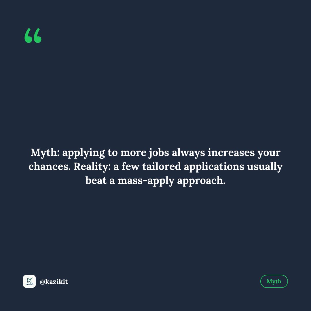 KaziKit_'s tweet photo. It's good to apply to multiple jobs. But be smart about it. 
Take time to go through each application, get the details, understand the requirements and have a variation of your CV tailored for that role. Keep track of every application you make along with the stages they're in. https://t.co/2xp9R0hqR0