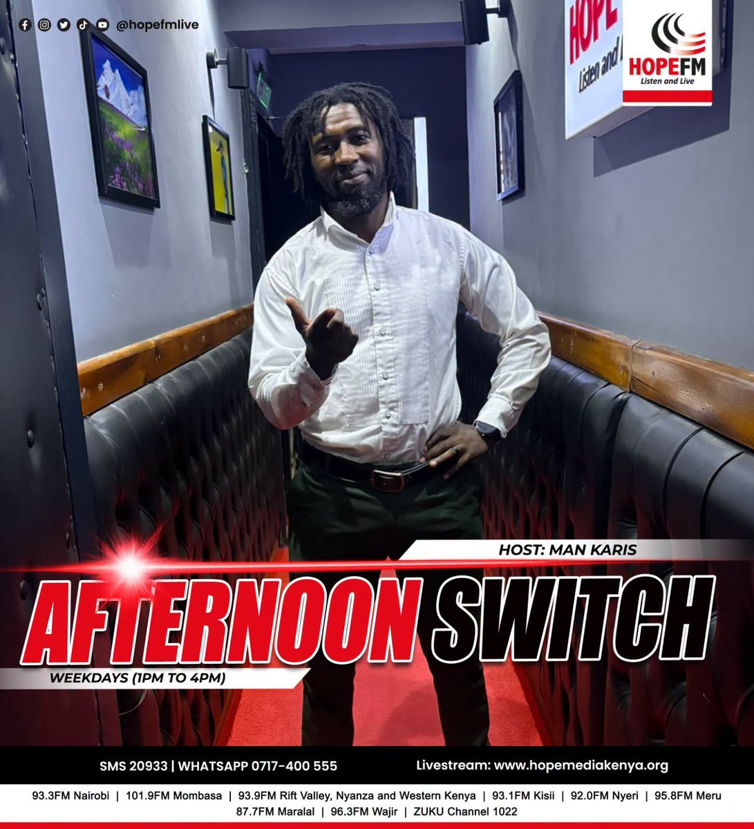 HopeFMLive's tweet photo. A private relationship of worshiping God is the greatest essential element of spiritual fitness. 

Worships is NOT just a Sunday thing.

Karibu for Worship.

#TheAfternoonSwitch with @Karis_poetry  
#HopeWorshipWednesday 
#KarisOnTheSwitch https://t.co/spex2GPdCK