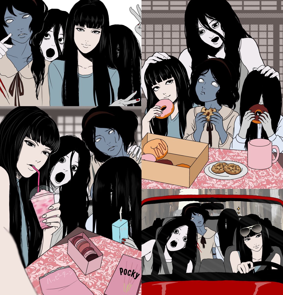 o_psha's tweet photo. 富江(伊藤潤二)
貞子(リング)
伽椰子(呪怨)
山岡凜(DeadbyDaylight) https://t.co/dRdHC3hA1b