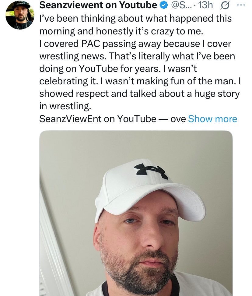 Ace109610's tweet photo. For certain fake wrestling accounts that post pictures of themselves and use PAC 
Not everything is all about you idiot. 
These fake AEW accounts can F off. https://t.co/TjBLDQaeoR