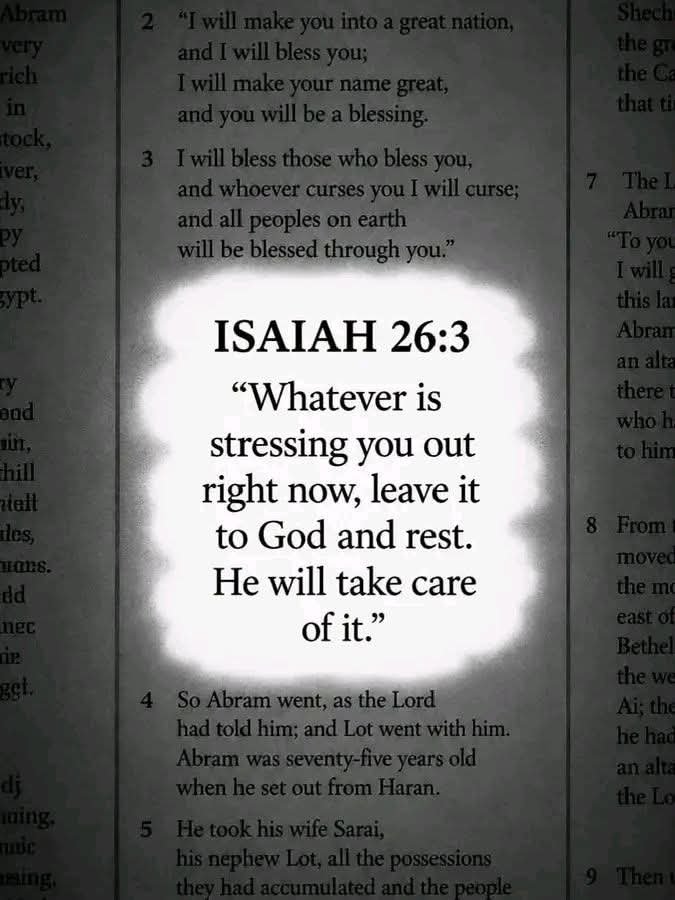 tweetsverses's tweet photo. God will take care of it
Isaiah 26:3 https://t.co/QAFwZQcCav