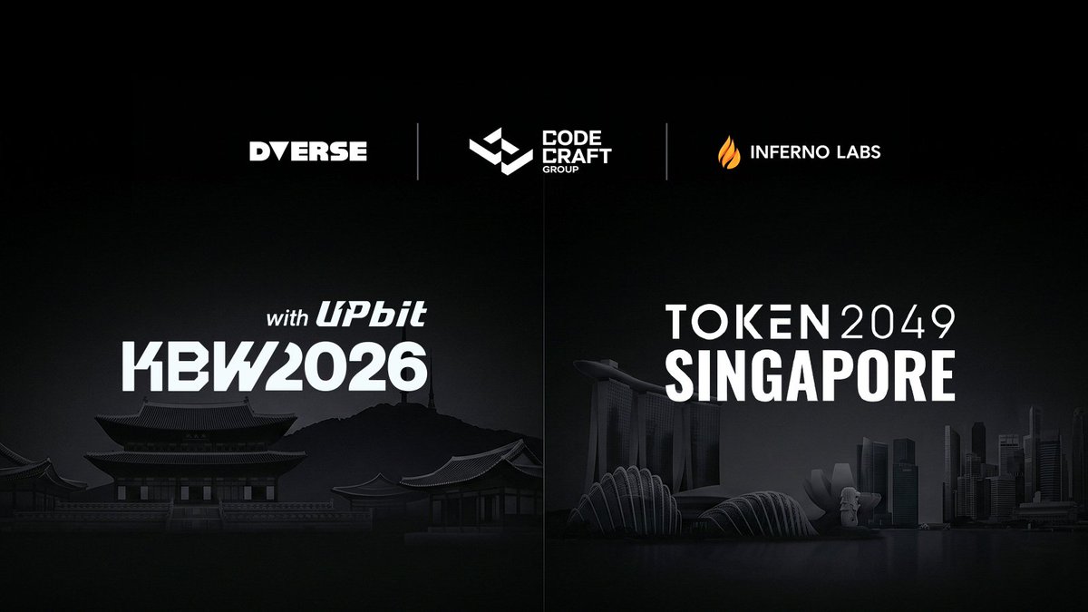 CodecraftGroup's tweet photo. Seoul, then Singapore.

The CodeCraft team will be at KBW 2026 and TOKEN2049 Singapore.

Looking forward to catching up with partners, clients, builders, and teams from across the industry over the next couple of weeks.

If you’re attending and want to connect, send us a message.

See you there.
