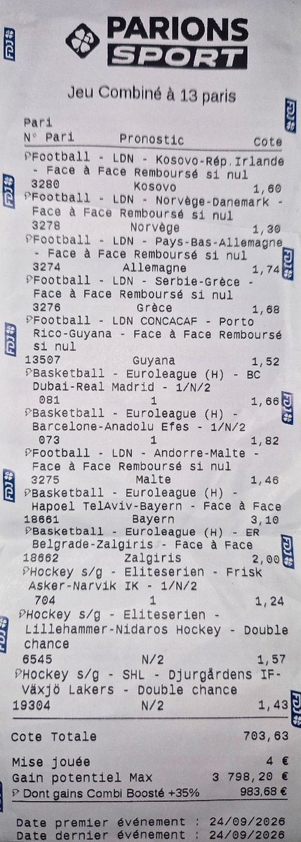 Pronosoft's tweet photo. Bravo à 𝐄𝐏𝐈 𝐄𝐏𝐈 𝟓𝟒 qui passe une cote à plus de 400 sur un combiné multi-sports ! 👏
À retrouver dans la rubrique #TopTickets #TeamParieur https://t.co/jES3DH2ozm