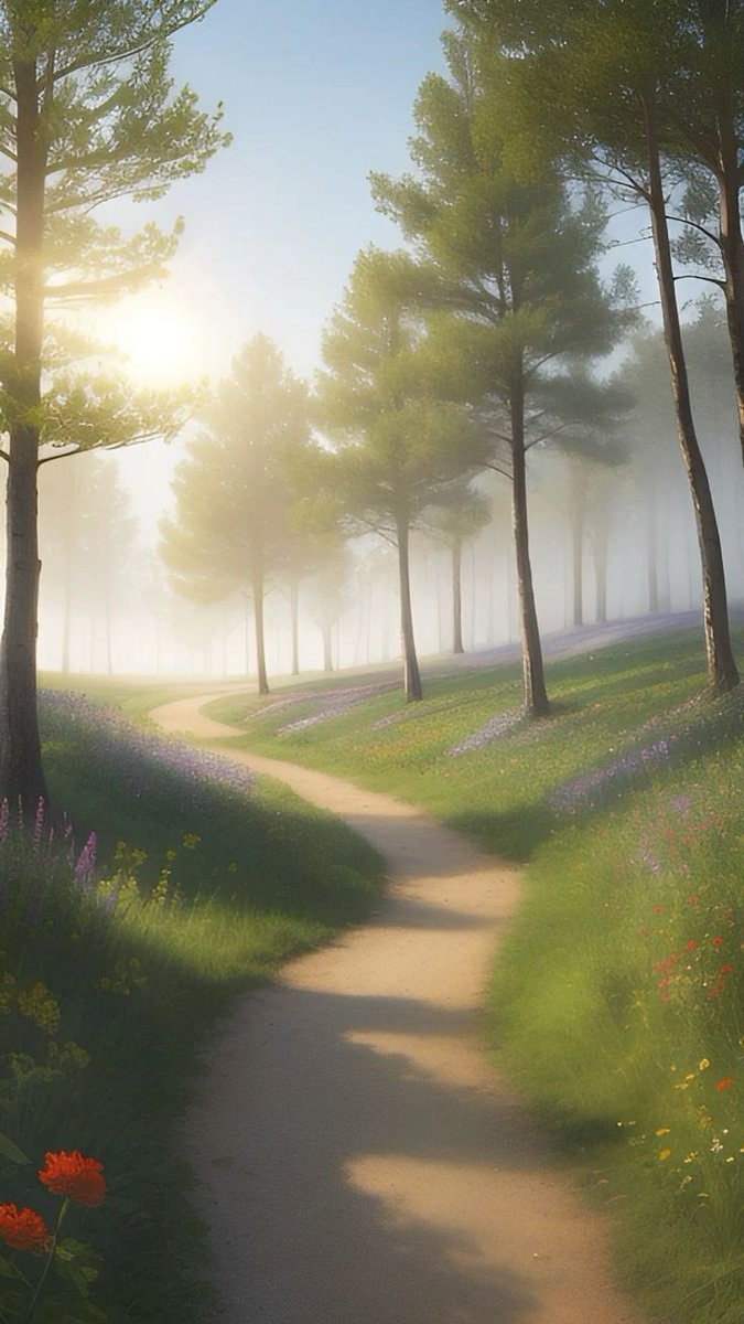 prex54649's tweet photo. [The morning breeze clears the mist, and the quiet path holds a story. My heart seeks peaceful rest beneath the soft light.]， https://t.co/FXqYxVh7lJ