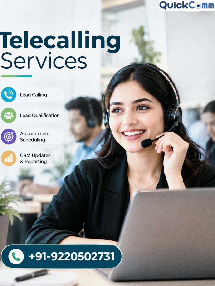 Quickcommtech's tweet photo. A lead without follow-up = an opportunity waiting. 📞

QuickComm handles:
🎯 Qualification
📞 Calling
📅 Appointments
📊 CRM Updates

📞 +91-9220502731
🌐 https://t.co/6ZfuXiv5fs

#Telecalling #LeadGeneration #B2BSales #QuickComm https://t.co/Xeo9Y5kSmA