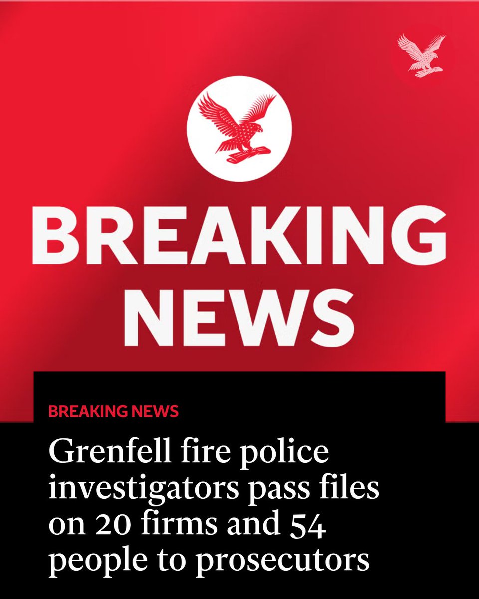 Independent's tweet photo. Detectives investigating the Grenfell fire have passed files of evidence relating to 20 companies and 54 individuals to prosecutors

Read in full: https://t.co/xQ03m7zQmF https://t.co/TYbRwp5kkE