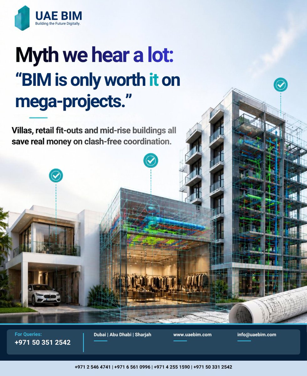 InfrastrucTalks's tweet photo. BIM is only worth it on mega-projects.
hear this a lot, and it's simply not true.
#LuxuryDesign #BespokeArchitecture #LuxuryInteriors #LuxuryArchitecture #InteriorDesign #LuxuryInteriors https://t.co/qe0V91iSrv