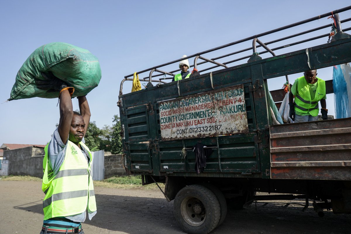 CliffEcoBarasa's tweet photo. Every bag collected is a step towards a cleaner Nakuru. ♻️🌿 Waste cleaners play a vital role in protecting our communities, waterways and environment. Let’s support better waste management and value the people making it happen. @EuInKenya @PACJA1 @CSUDPKenya #MajiNaTakaKE https://t.co/BExKycZVNR