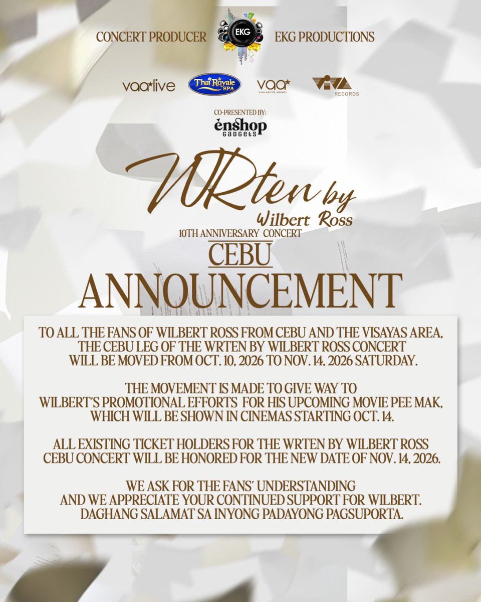vaa_live's tweet photo. 📢 IMPORTANT ANNOUNCEMENT: WRTEN BY WILBERT ROSS (CEBU) 📢 https://t.co/vZtPSuTojK
