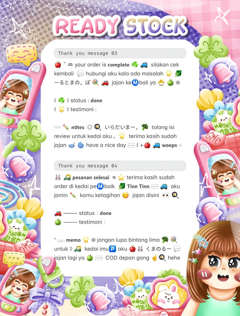 charmouraa's tweet photo. ◎ ꔛ ˚ help repost? thank you 🎀 💬

🍏 gusyyy aku bawa ☘︎ 4 wording thank you message  ៸៸ 👛 𓊔 👚 price only @ 5.500 𖠗 ⁺ 🍪🐰 bisa kamu jemput by dm atau wassap 💬  ーこらいと。。
#zonauangㅤ https://t.co/ddIEHKs6hm