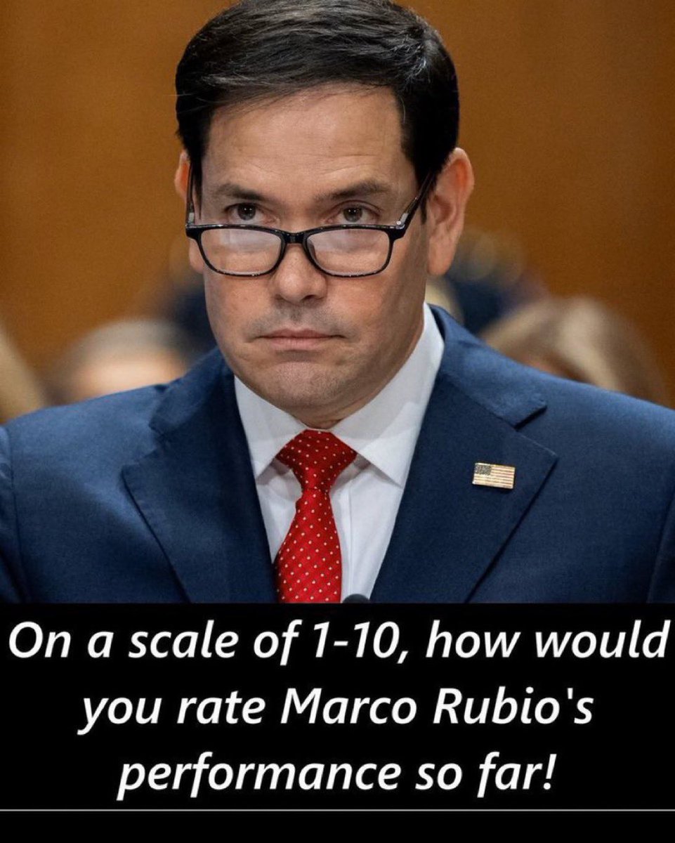 DanBig9953's tweet photo. 🔥 Be honest

If you had to rate Marco Rubio's performance so far on a scale of 1 to 10, what score would you give ? 

⭐ 10 = Outstanding
⭐ 1 = Very Poor

👇 Don't just drop a number https://t.co/3gAt6gViGm