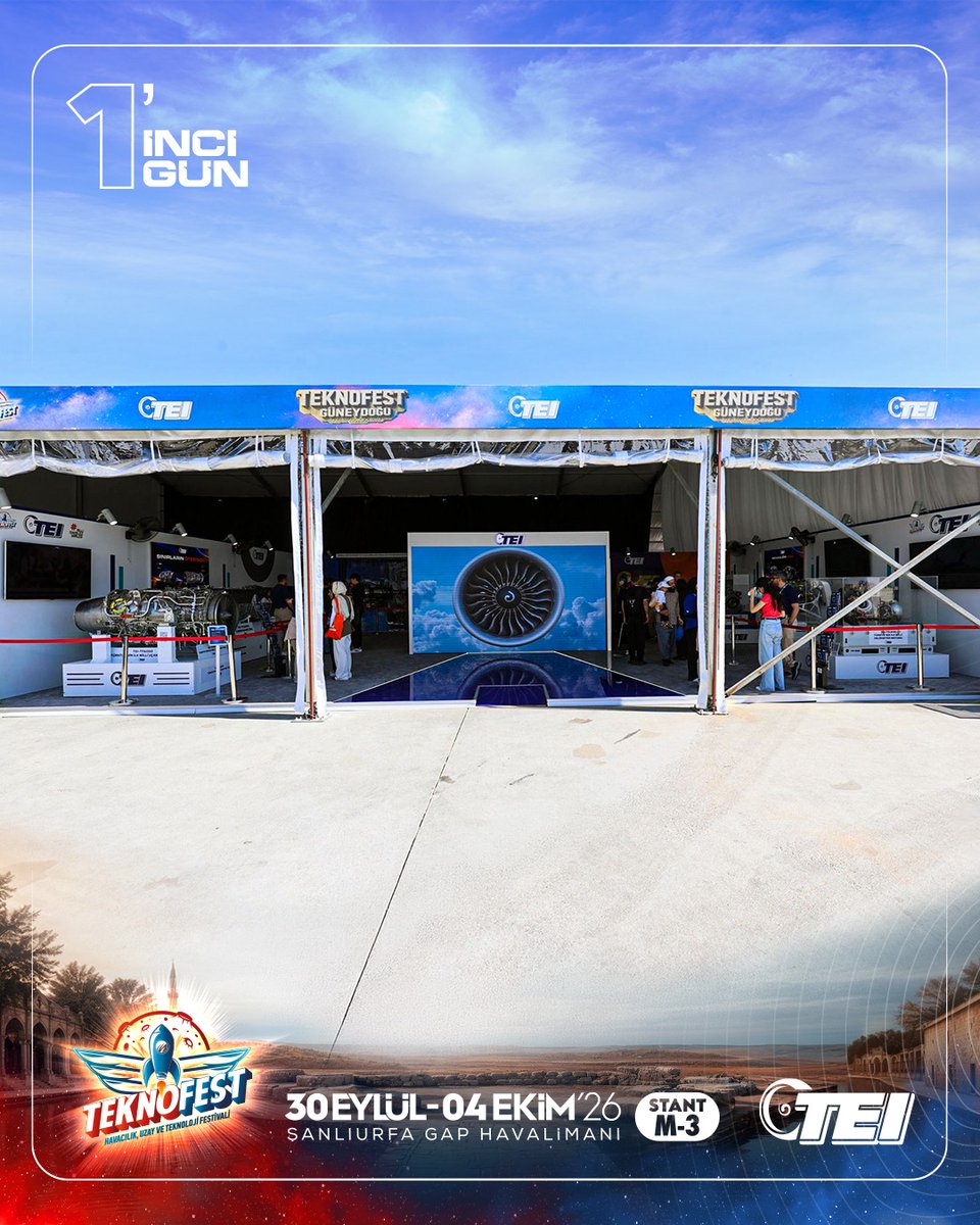TEI_TUSAS's tweet photo. Millî havacılık motorlarımızla #TEKNOFEST’teyiz! 🚀

30 Eylül - 4 Ekim tarihleri boyunca TEKNOFEST heyecanını birlikte yaşamak, teknoloji ve havacılık meraklılarıyla buluşmak için Şanlıurfa'dayız!

📍 Şanlıurfa GAP Havalimanı
📌 Stant: M-3

#TEI #GücünKaynağı https://t.co/ar5TU84smX