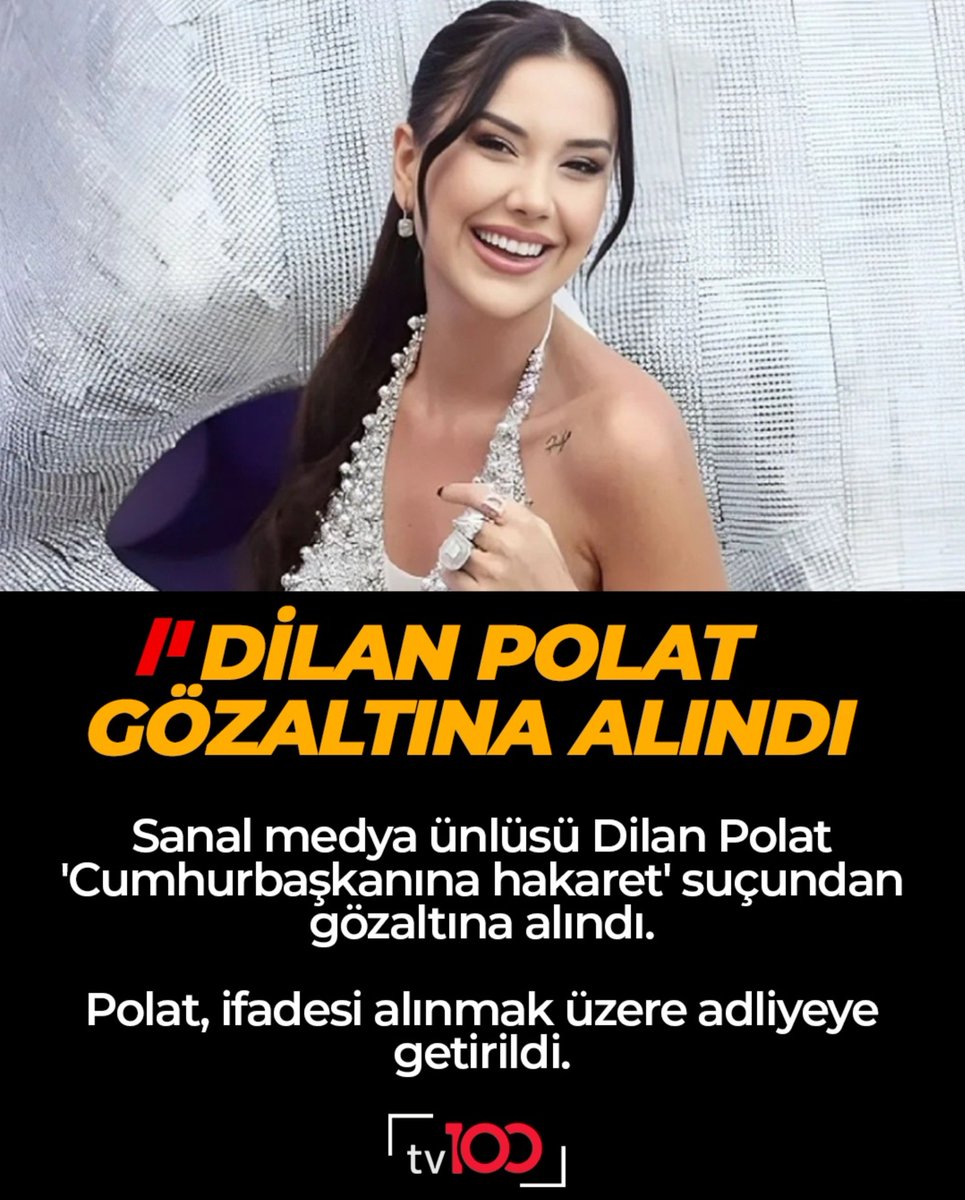 YaarAli_Ak42's tweet photo. Dilan Polat Gözaltına Alındı 

Sanal Medya Ünlüsü Dilan Polat 
" Cumhurbaşkanına Hakaret " 
Suçundan Gözaltına Alındı 

Polat İfadesi Alınmak Üzere Adliye'ye 
Getirildi 

#SONDAKİKA https://t.co/q6GYVP5cyN