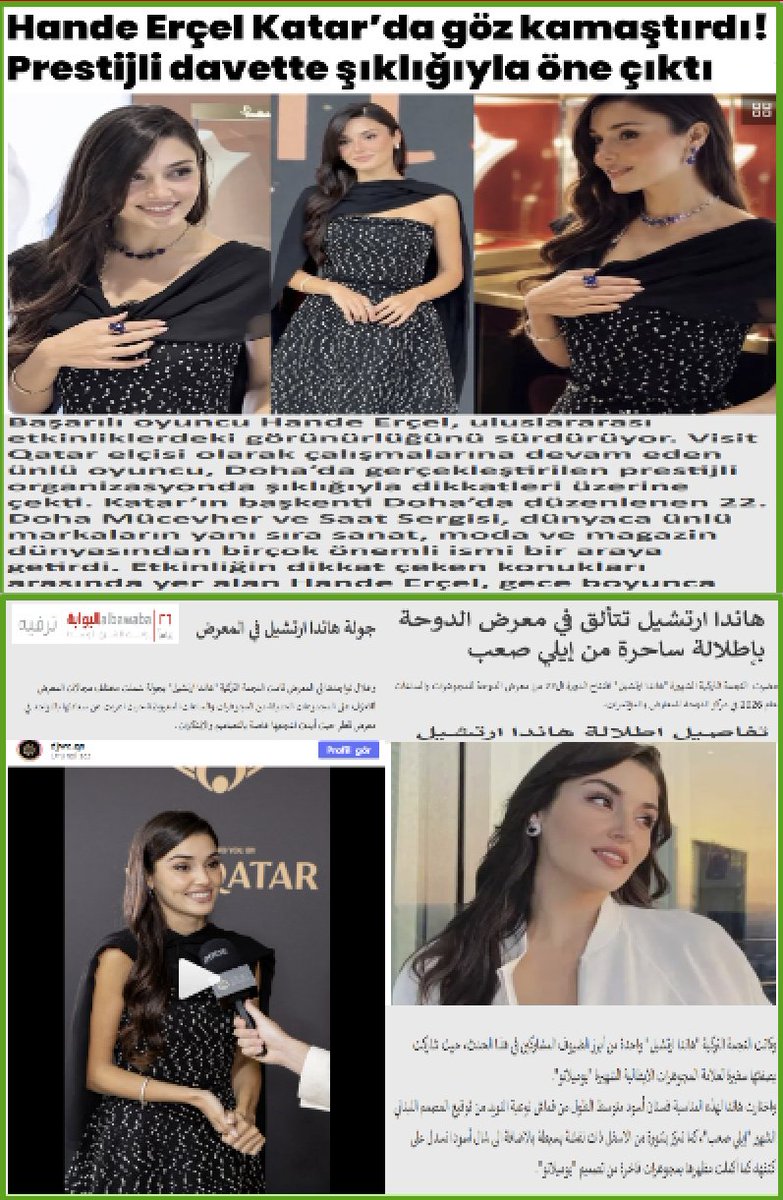 UliEzo's tweet photo. İtalyan Mücevher evi Pomellato'nun ve Visit Katar'ın  marka elçisi Hande Erçel'in Doha Jewellery &amp; Watches Exhibition'daki görünümü; Türkçe, Arapça, Rusça ve İngilizce yayın yapan uluslararası medya kuruluşlarında geniş yankı buldu.#DJWE2026 #HandeErçel #visitqatar https://t.co/CIxaJivKMt