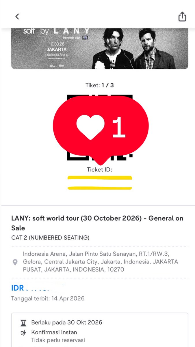 cndyanisa's tweet photo. WTS LANY DAY 2 CAT 2 (1 TIX)
💸 HARGA NEGOTIABLE.
NO SCAM, TIKET DIURUS SAMPAI JADI WRISTBAND.
—for some reason temenku berhalangan nonton lany.
DM me if you’re interested! thank you☺️👏

#WTS #lany #lanyjakarta #fyp #foryourpage https://t.co/WKy0BQ3FPj