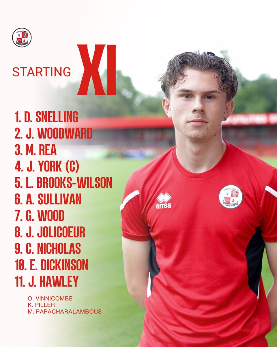 CrawleyTownCF's tweet photo. Here is how the Reds lineup this afternoon 👹 https://t.co/KjOWbp57cD