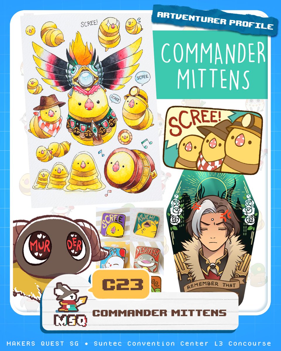 MakersQuestSG's tweet photo. ✨There's something for every adventurer's requirements!✨

B35- inkonvenience store
C23- Commander Mittens
A34- Ponkaa x Puya
B26- Fruit Punch

📍Makers Quest SG
Suntec Concourse L3
17 Oct 2026
10am-7pm
Check out the full map on our website! #msqsg2026 https://t.co/2OAchNmuMZ