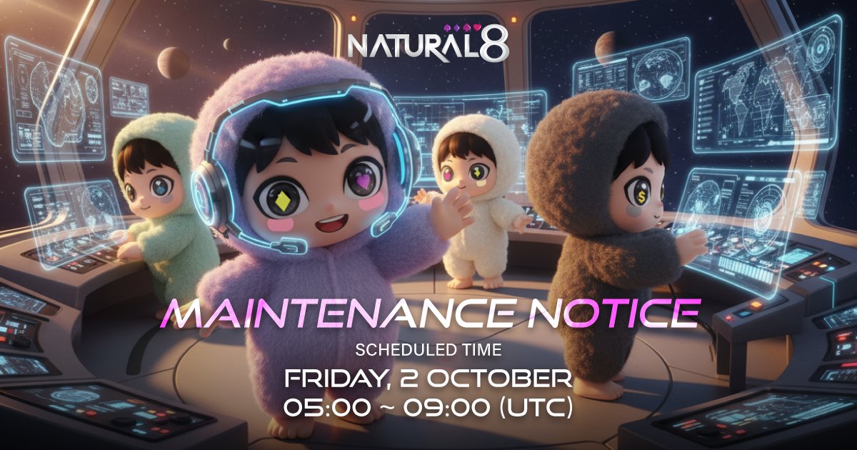 natural8's tweet photo. Please note that we'll be having a scheduled maintenance on 2nd Oct, 05:00~09:00 UTC.

Players are not able to log into the game client during this time. Thank you. https://t.co/elcaJCGVvk