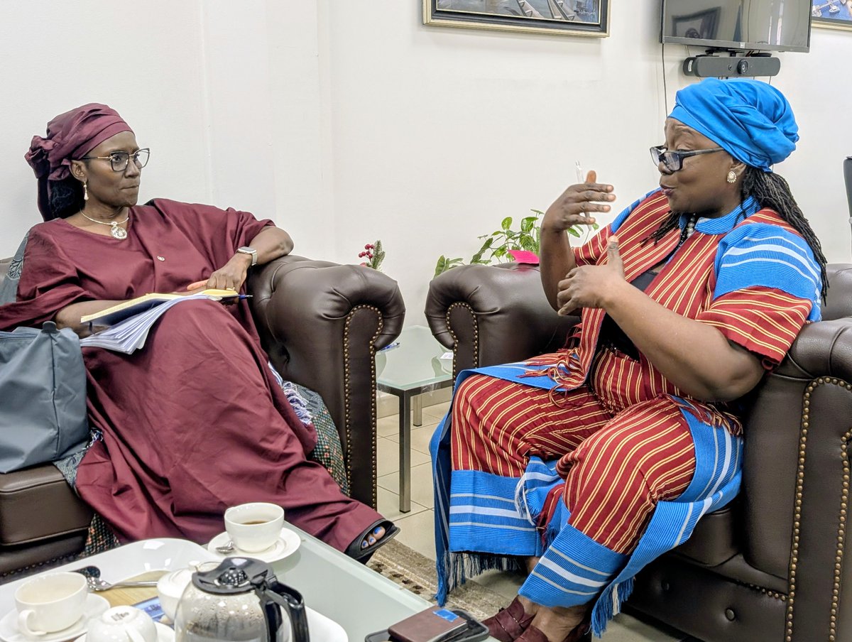 UN_Nigeria's tweet photo. Impactful dialogue as @UN RC a.i. @ElsieAttafuah met with @WFP Regional Director for West &amp; Central Africa @kindaysamba. They discussed the humanitarian reset, support for @NigeriaGov reforms, accelerating #SDGs, driving efficiency gains; &amp;building humanitarian-peace-dev't nexus. https://t.co/aDDug9cS2L