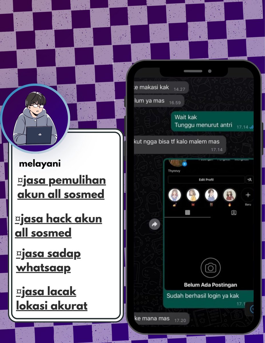 caandyui's tweet photo. Bantuan Jasa pulihkan akun &amp; hapus akun

MELAYANI 📝

❄️pemulihan akun
- instagram, tiktok, whatsapp, line, facebook, x, gmail, tele dll

❄️hapus akun
- facebook, tiktok, instagram, line, whatsapp, twitt / x, dan lainnya

❄️Sadap Wa, hack akun, lacak lokasi? Order? Ke Wa di bio https://t.co/OLN6pxjEFo
