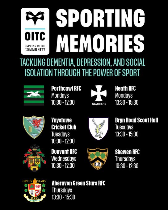 CommunityOsprey's tweet photo. Your reminder to join us at Sporting Memories 🖤

We run open, friendly sessions, where you can pop in for a cuppa and a chat with a group of friendly faces 🍵

If you're experiencing or supporting someone with dementia, depression or social isolation, we'd love to welcome you! https://t.co/5jz4gSHQoM
