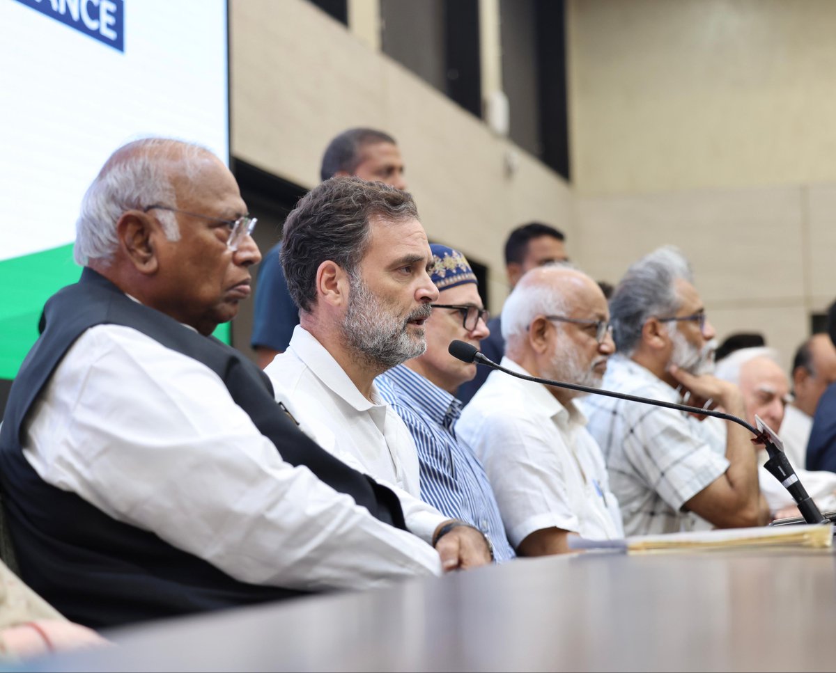 kcvenugopalmp's tweet photo. INDIA is united against Vote Chori!

Election after election, Gyanesh Kumar rigged elections and handed states on a platter to the BJP. Just as the Congress has resolved to take our fight to the finish against Gyanesh Kumar - so is the INDIA bloc determined to make this a nationwide mass movement to protect our democracy. 

Our non-negotiable demands are:
1. Gyanesh Kumar's immediate removal
2. ⁠Use of pre-SIR electoral rolls for all future elections
3. ⁠Use of ballot papers, not EVMs
4. ⁠An effective appeals mechanism for all those excluded from the voter rolls, and protection for genuine voters from exclusion due to technical/administrative reasons

The entire opposition is united in this fight, and we have a strong action plan:
1. Save Democracy marches will be held in every district from Oct 2-8
2. ⁠All Opposition MPs will march to the ECI Headquarters on Oct 6
3. ⁠In the 2nd week of October, we will also meet the President with our demands
4. ⁠All across India, we will hold 5 Mega Rallies 
5. ⁠A massive Rally will be held on November 1st in Delhi
6. ⁠We will appeal for early resolution of all pending cases in the Supreme Court pertaining to SIR exclusions and ECI-related matters

Ours is way beyond a regular political alliance, we are together to save our Constitution and the inalienable right to decide our country's fate. 

Jai Hind!