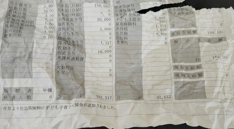 teihen5353's tweet photo. ２６歳介護職歴７年目の給料がこちらです。　

なんもねえwwwなんもねえwww

終わってるwww終わってるwww https://t.co/WO9qG7P9id