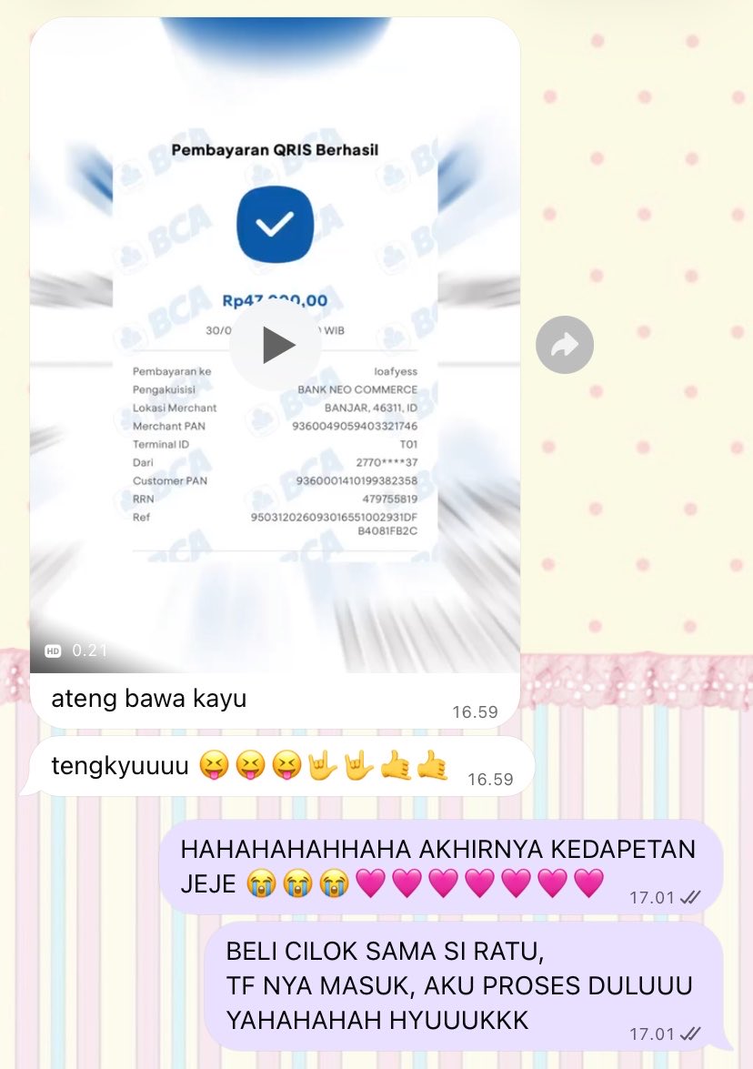 i4yess's tweet photo. LUCU BANGET CUSTOMER GUEH 😭😭😭 udah curiga kok lama banget ngirim proof nyaa padahal notif masuk nya udahh daritadi 😭😭😭🩷🩷🩷 https://t.co/Ei6jGpNN2Z